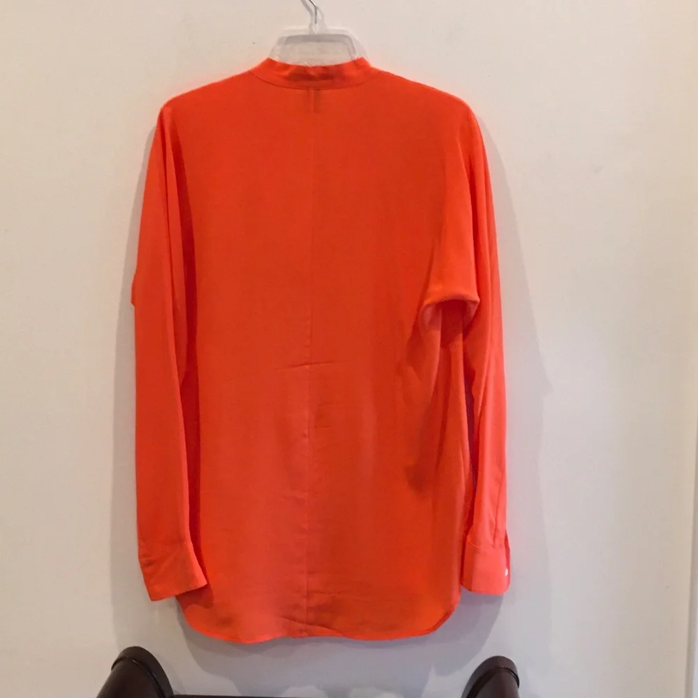 Ralph Lauren Vibrant Orange Long-Sleeve Silk Blouse - Picture 5 of 6